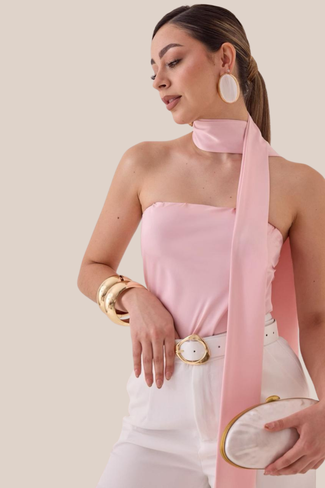 BLUSA ROSE BLUSH CON MASCADA