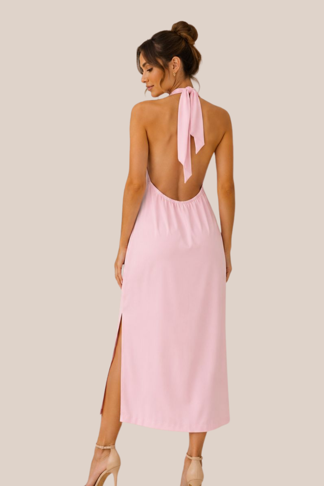 Vestido Rosa Halter Asimétrico
