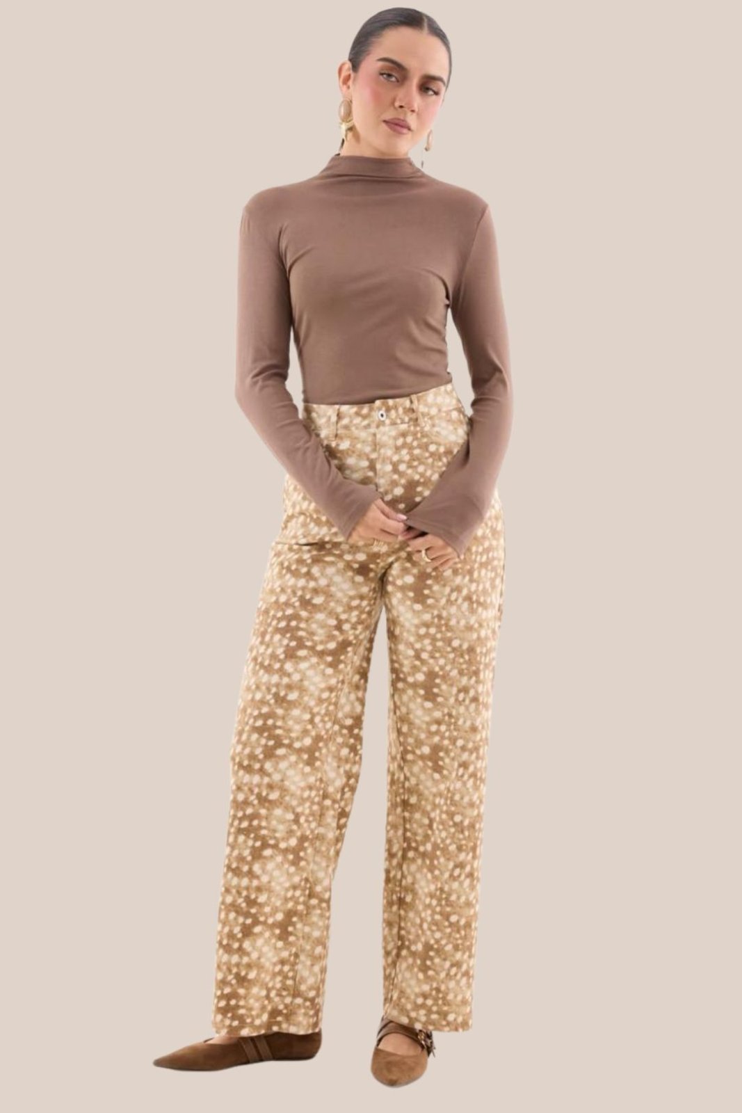 PANTALÓN PALAZZO ANIMAL PRINT CAMEL