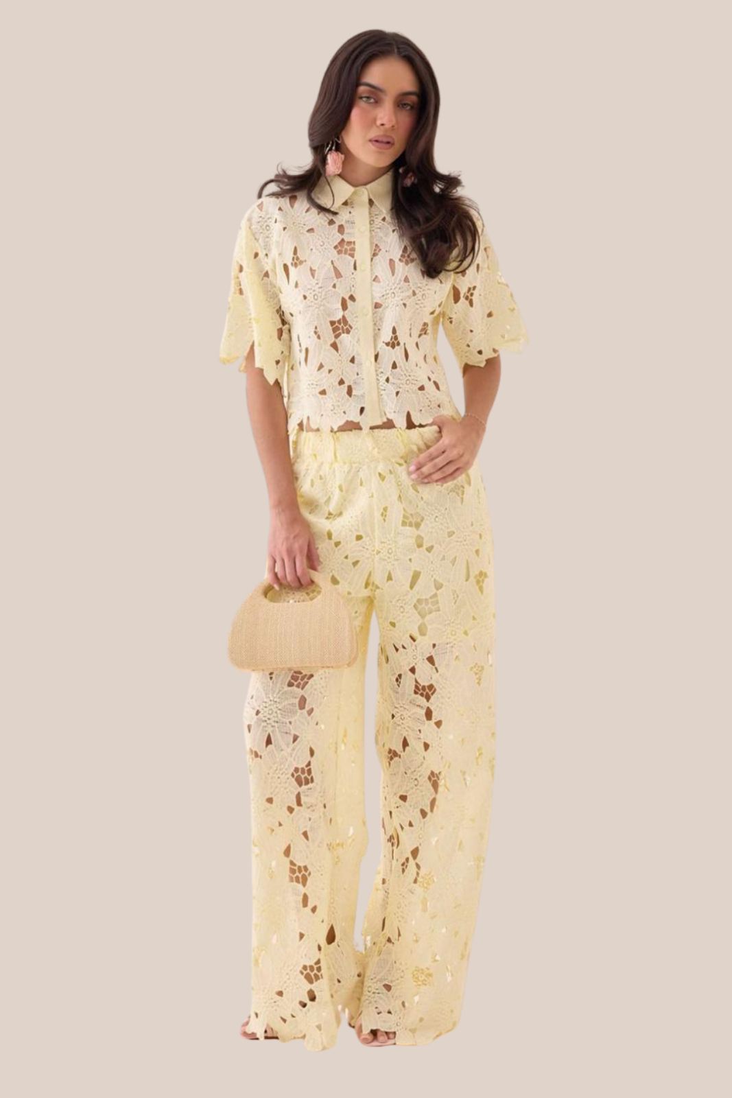 CONJUNTO SOL DE ENCAJE AMARILLO