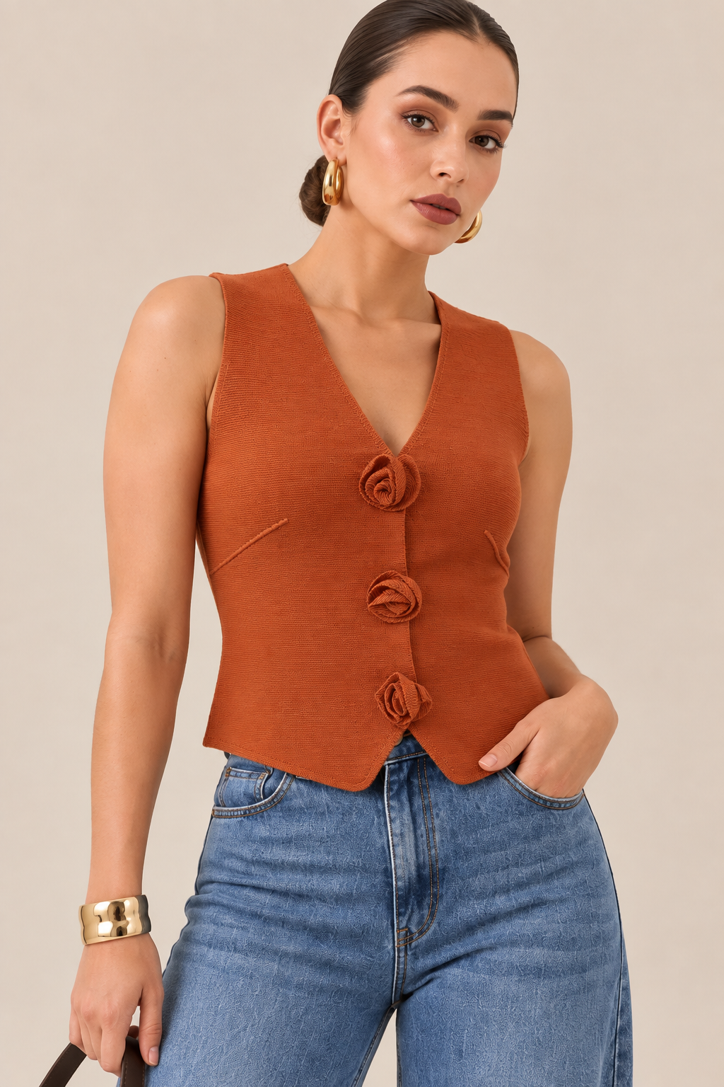 CHALECO ROSETTE TERRACOTTA