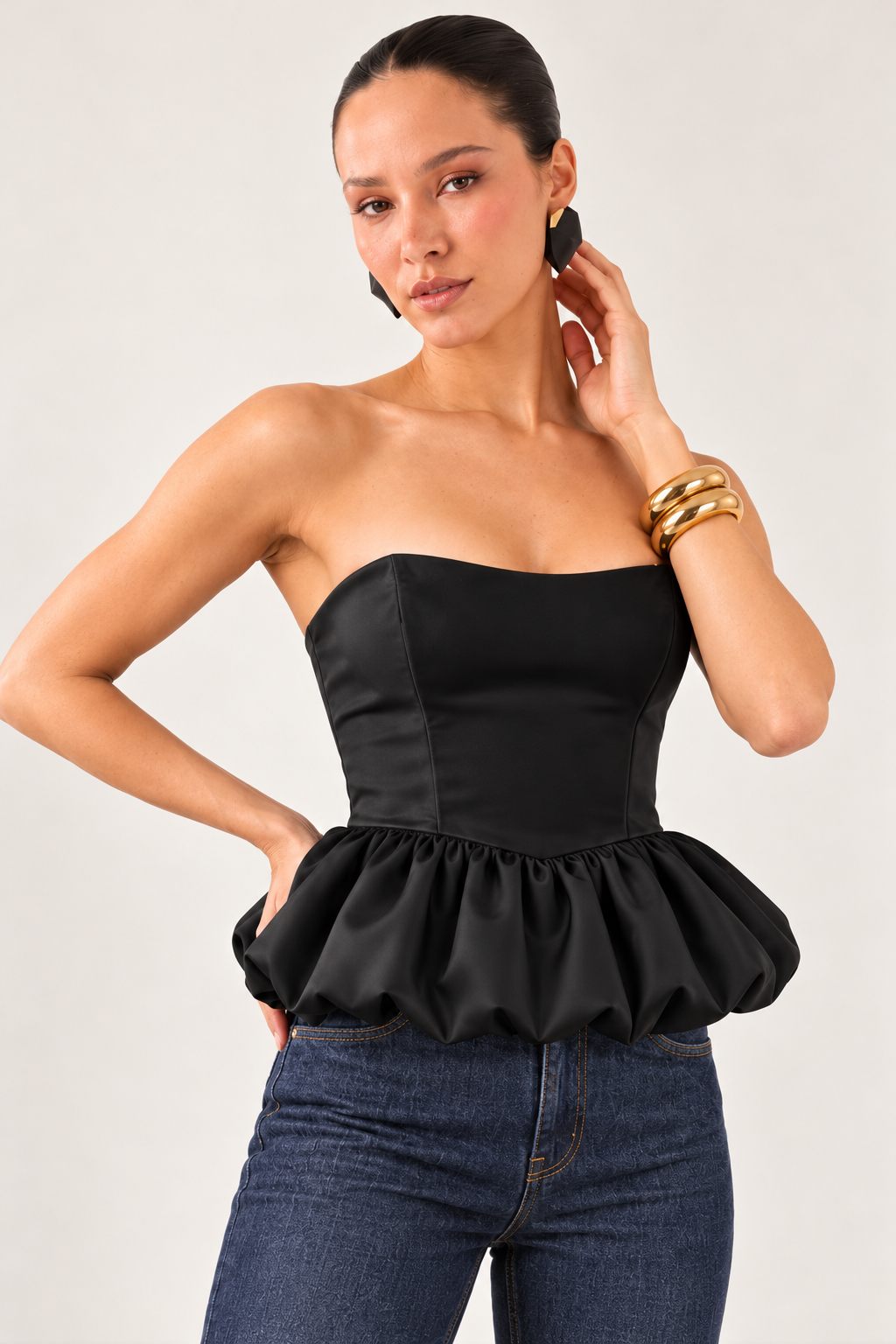 BLUSA NEGRA SATINÉ NOIR