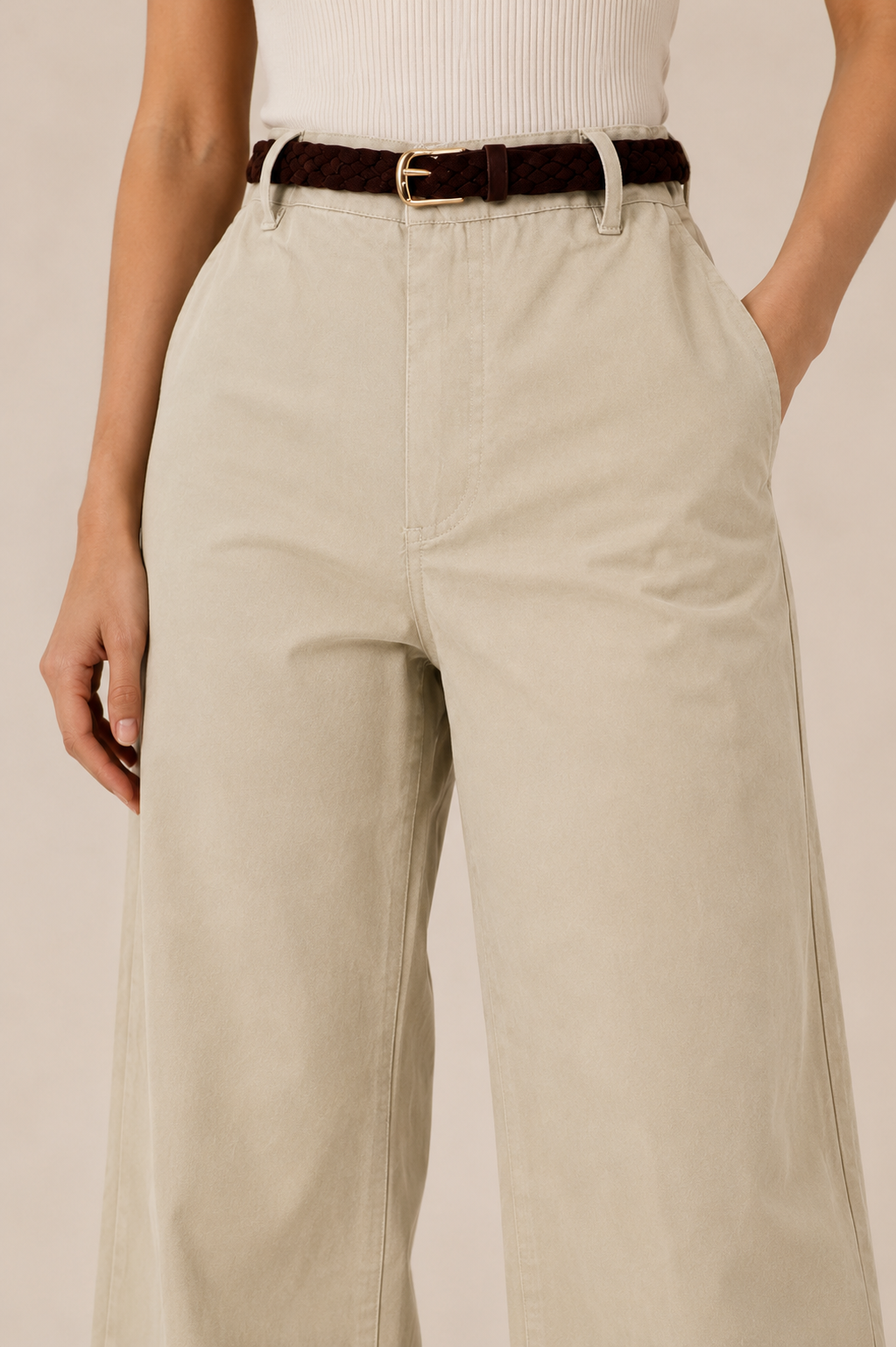 PANTALÓN WIDE LEG BEIGE