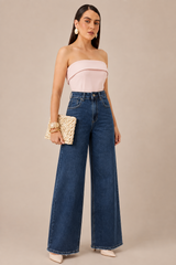 JEANS PALAZZO AZUL OSCURO