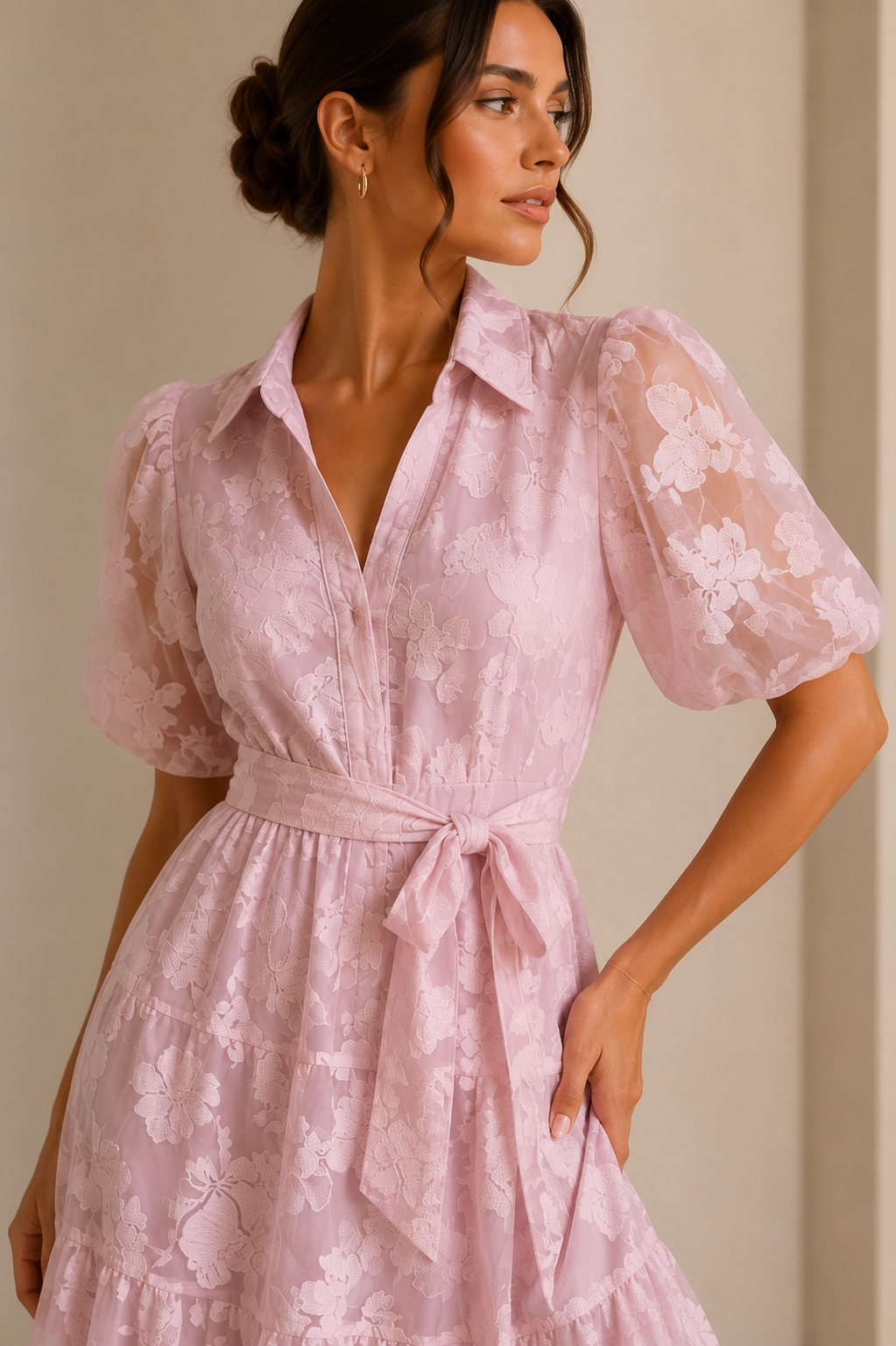 VESTIDO MIDI FLORAL ROSA
