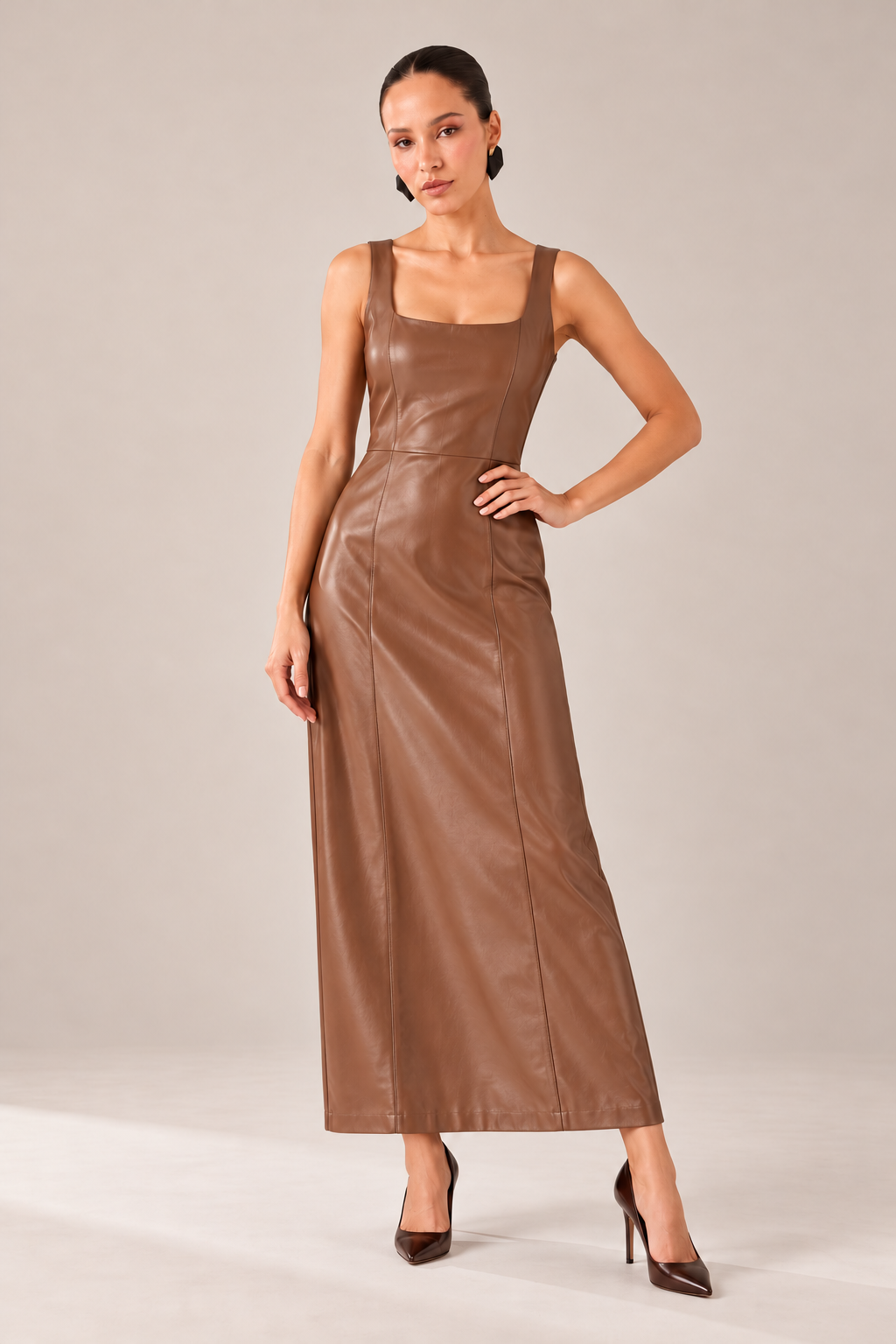 VESTIDO CARAMEL LEATHER