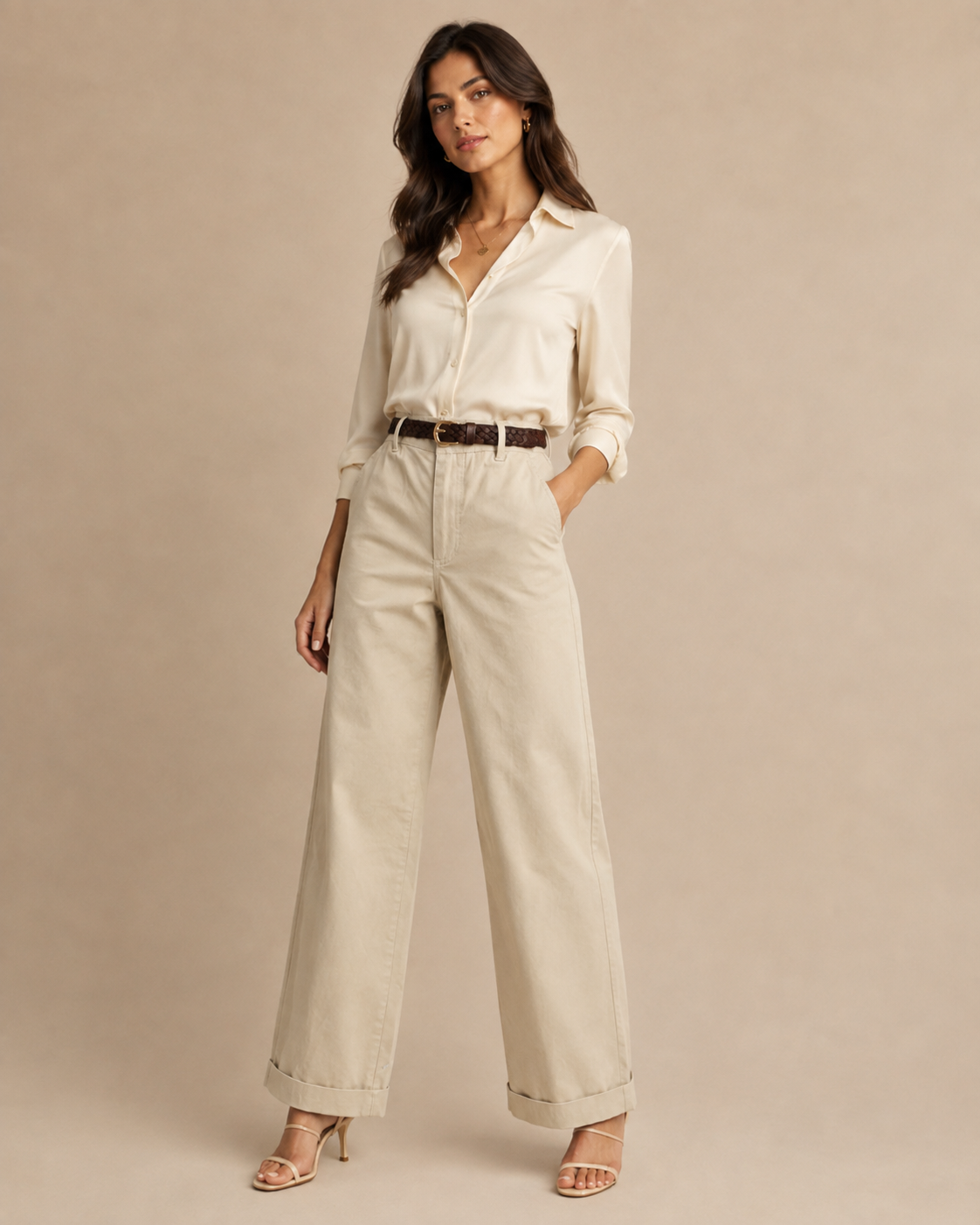 PANTALÓN WIDE LEG BEIGE