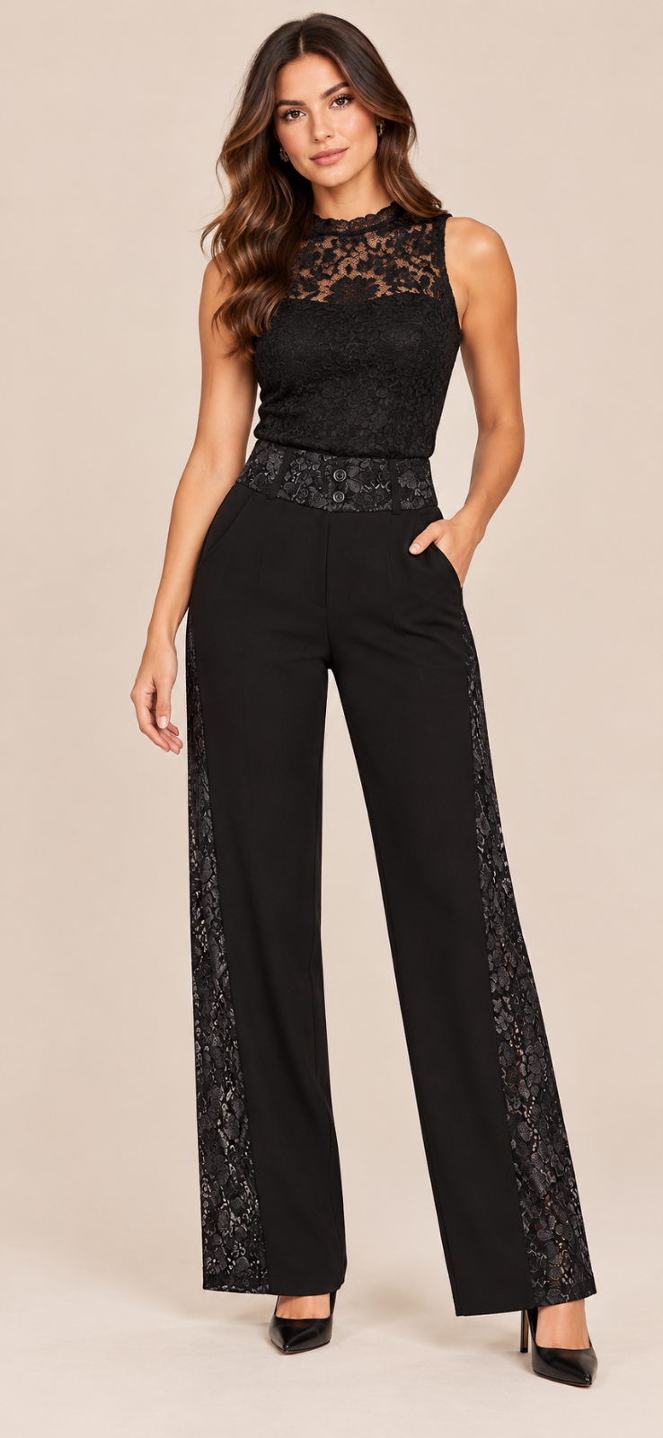 PANTALÓN NEGRO CON ENCAJE