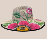 Sombrero de Palma Pintado Flores Rosas