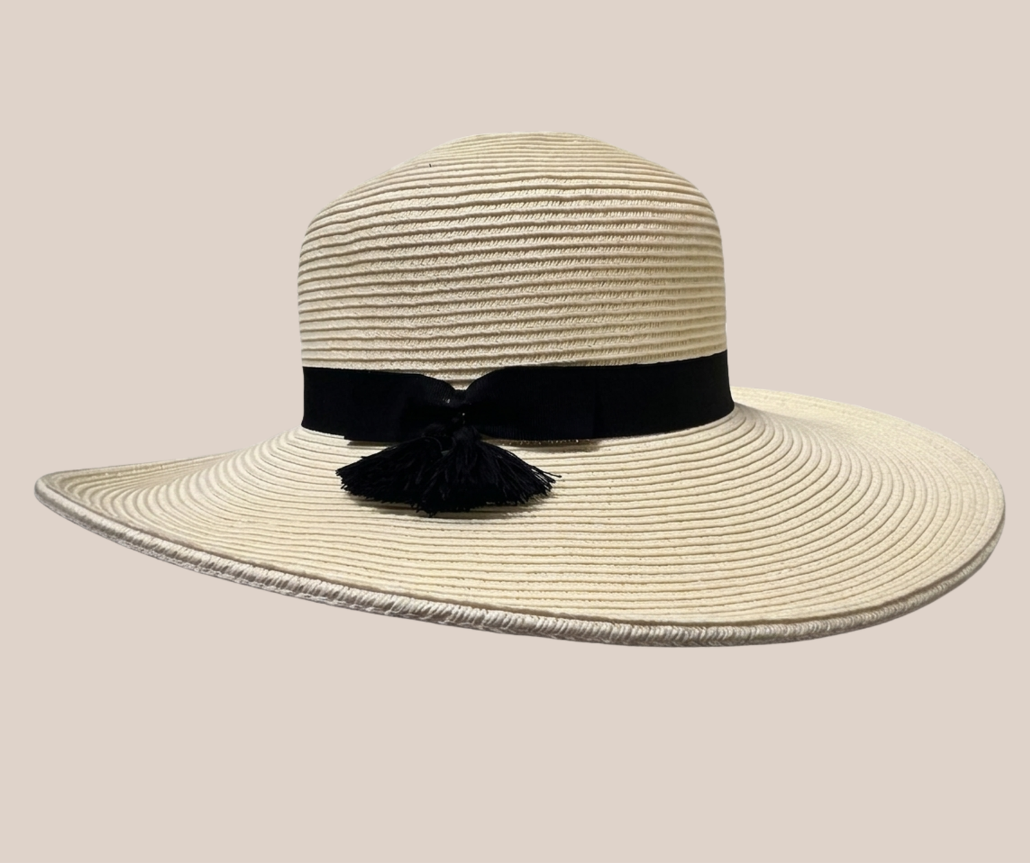 Sombrero Faldon Ojillado Blanco Con Motas Negras