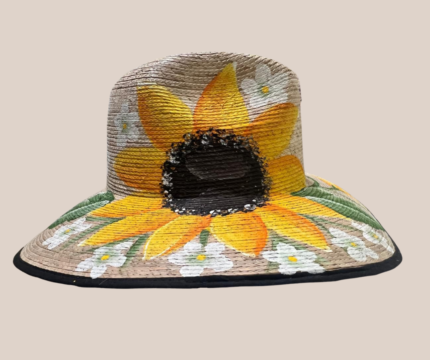 Bolsa de Palma Verde y Sombrero Pintado Girasoles