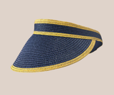 Visera Tejida Azul Marino Con Beige