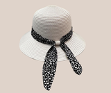 Sombrero Mediano Faldon Ojillado Blanco Con Mascada