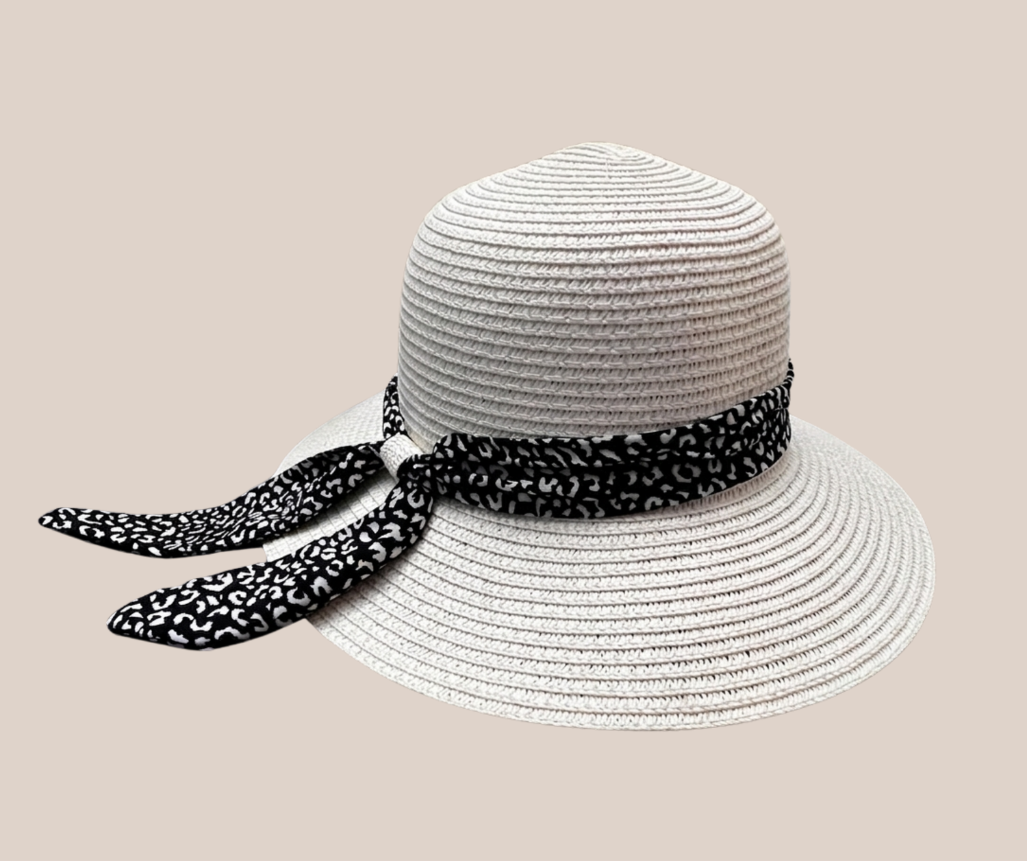 Sombrero Mediano Faldon Ojillado Blanco Con Mascada