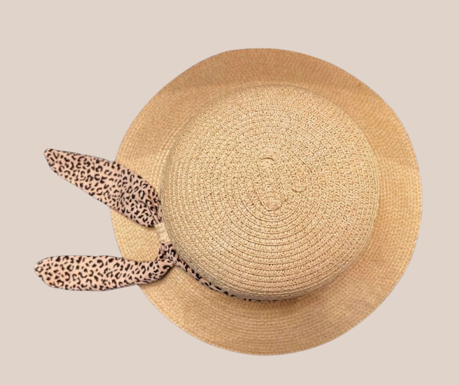 Sombrero Mediano Faldon Ojillado Rosa Claro Con Mascada