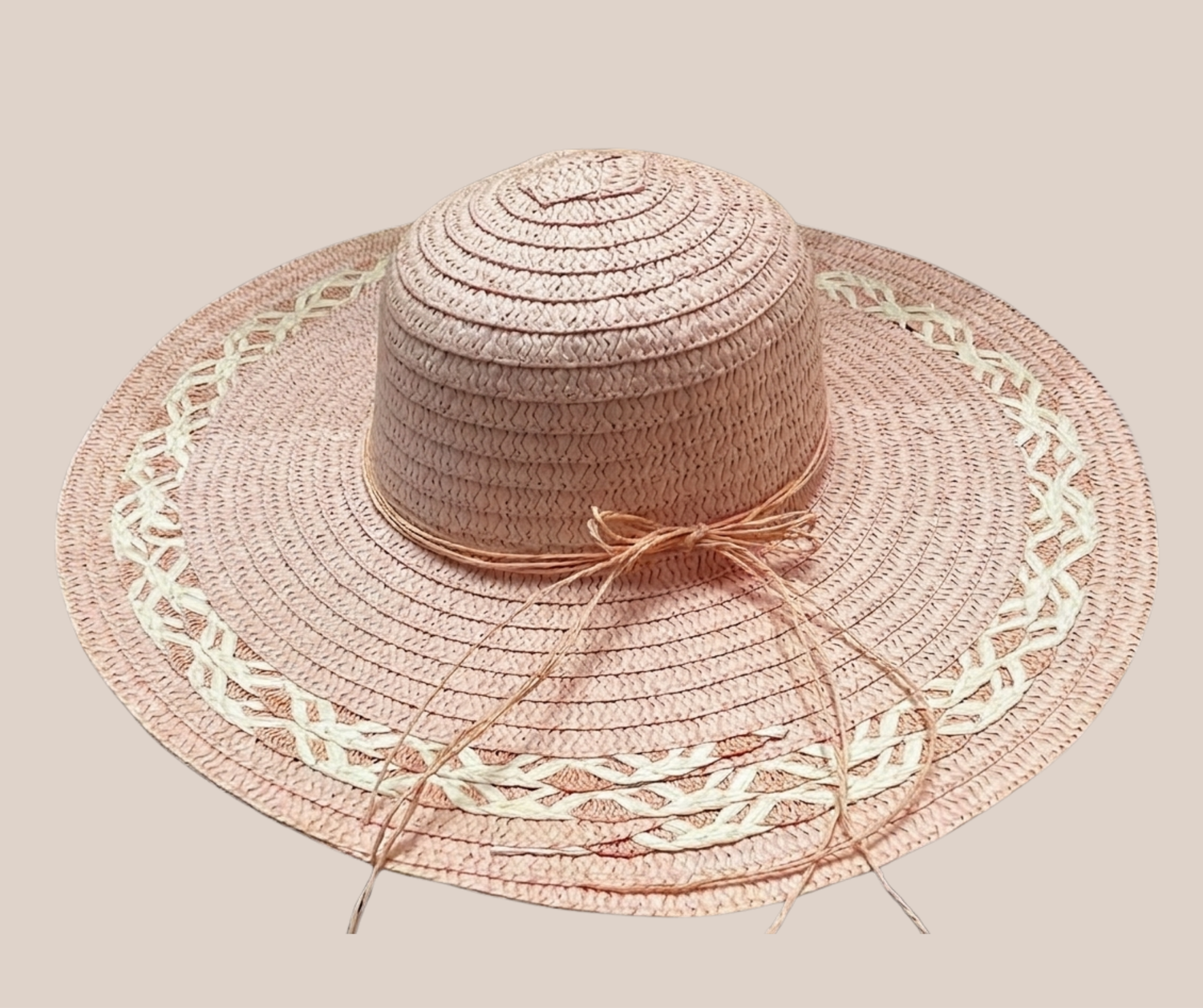 Sombrero Faldon Ojillado Rosa Claro