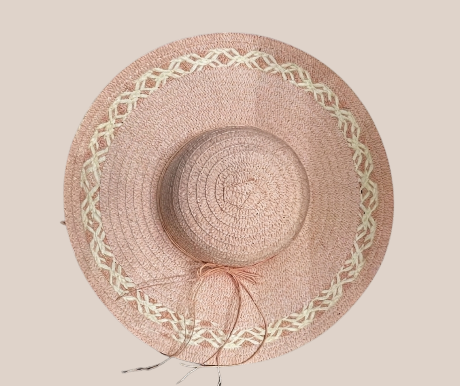 Sombrero Faldon Ojillado Rosa Claro