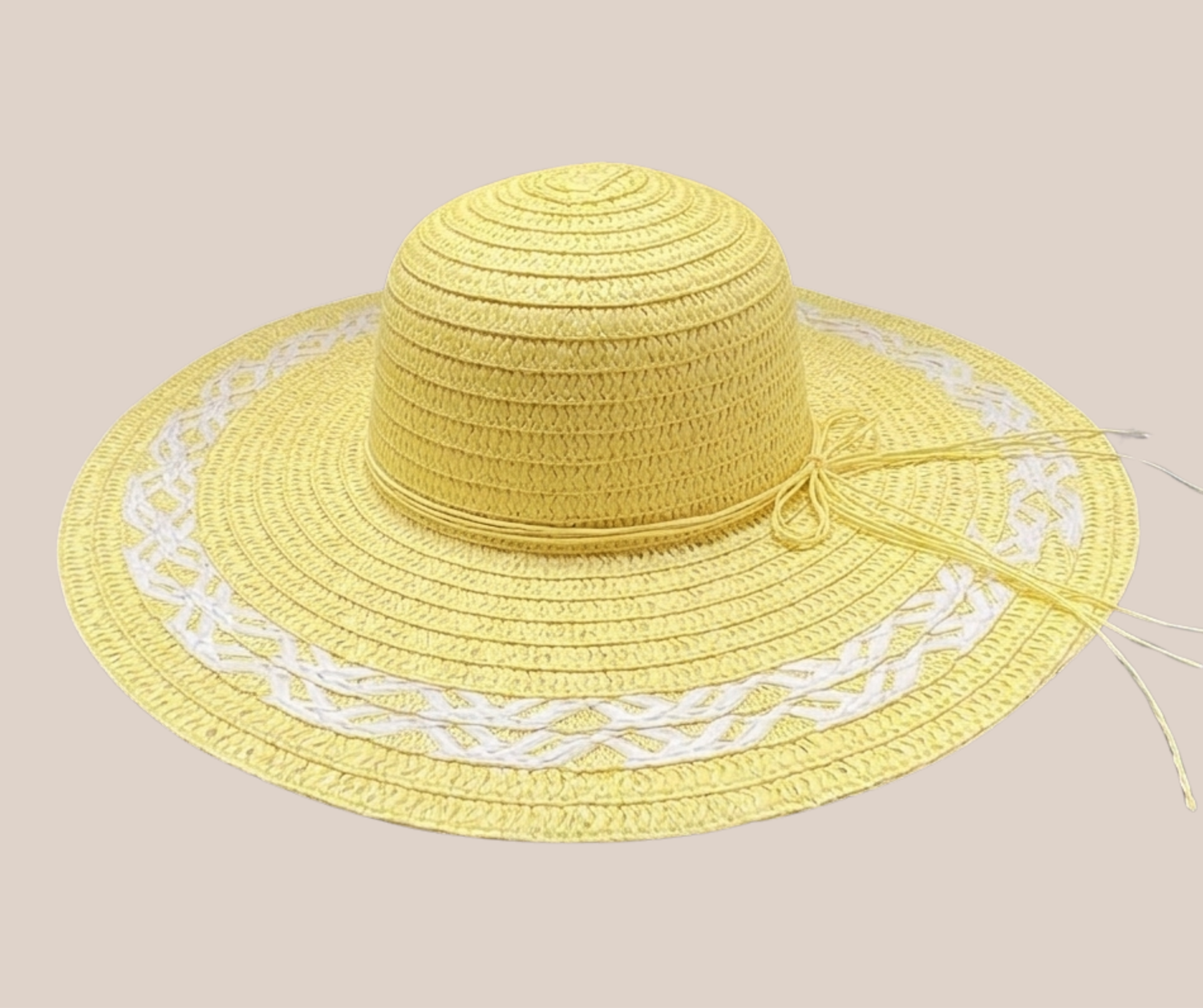 Sombrero Faldón Ojillado Amarillo Claro