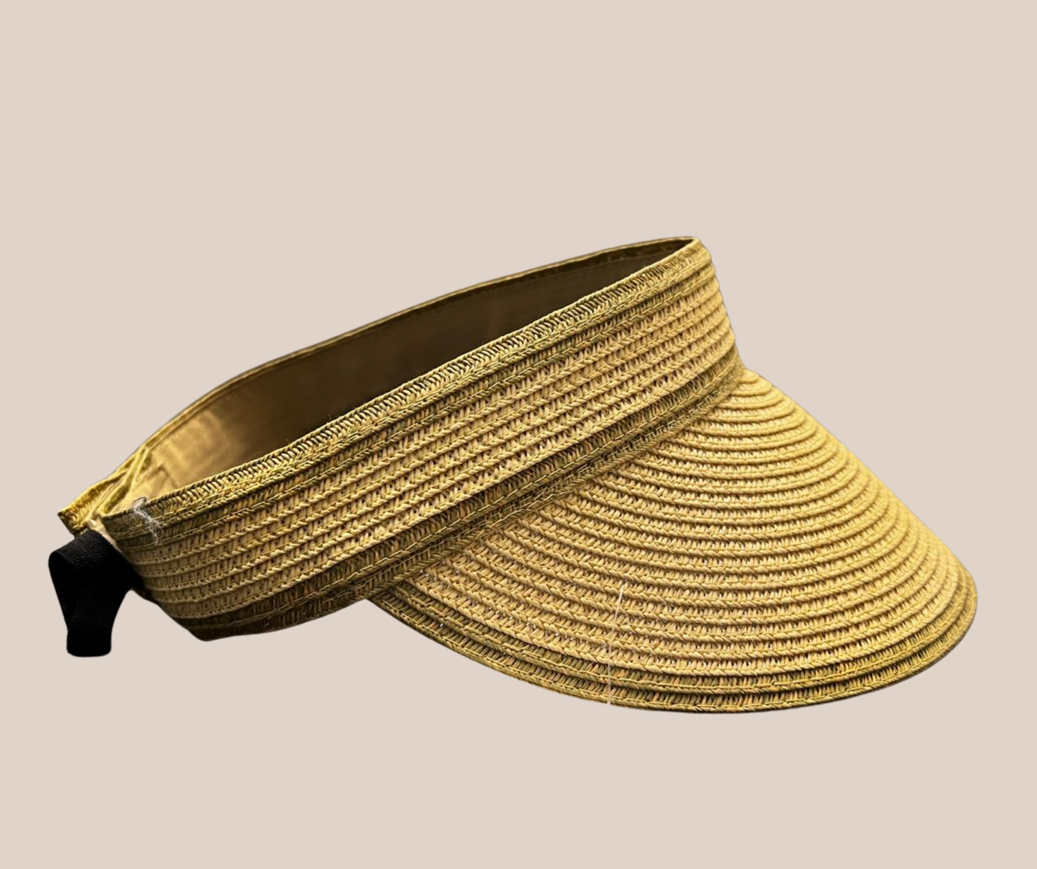 Visera Tejida Beige Con Verde olivo