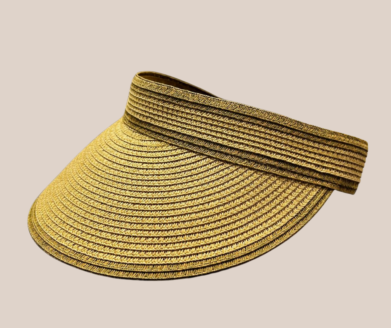 Visera Tejida Beige Con Verde olivo
