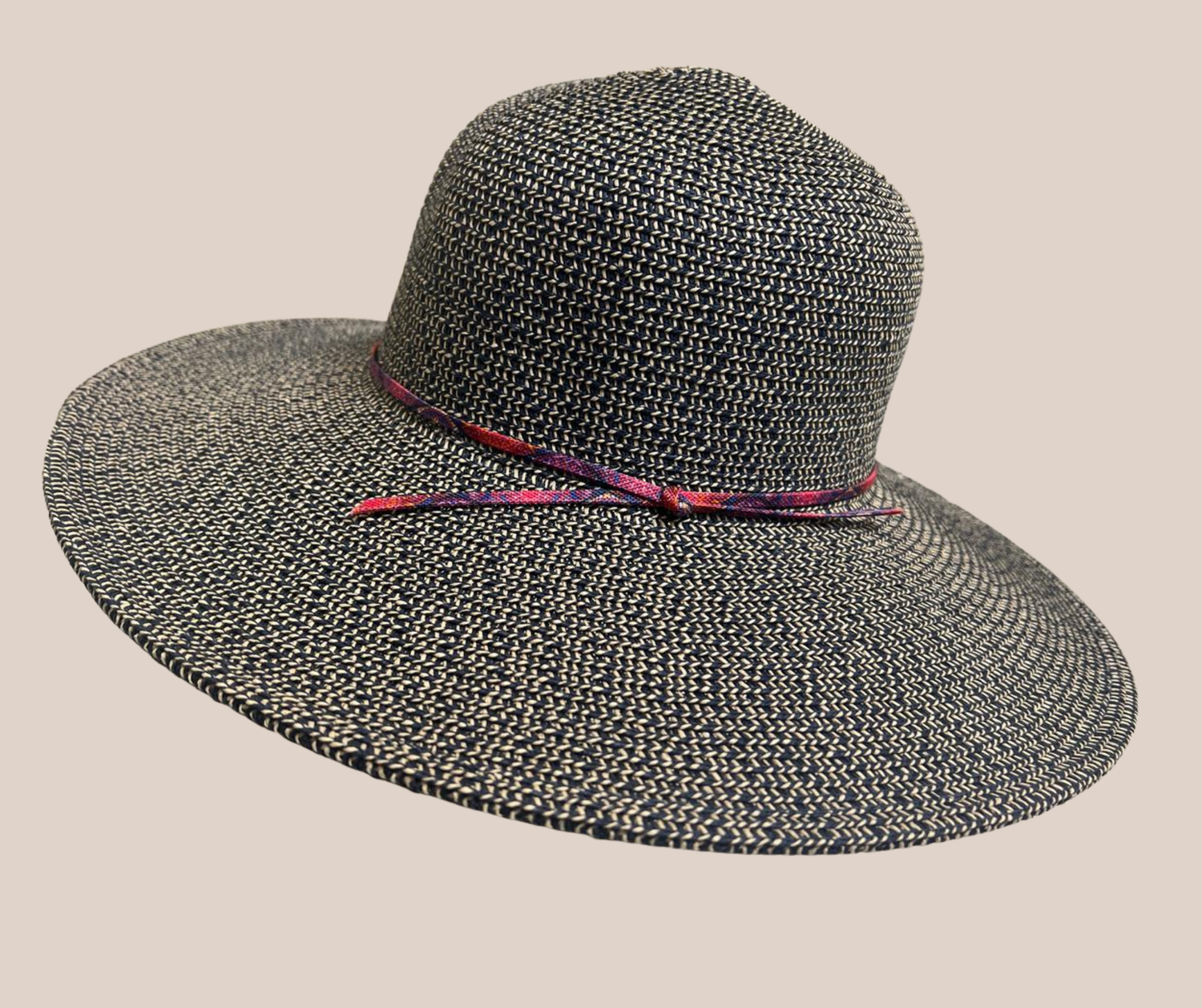Sombrero Faldon Ojillado Bicolor Azul Con Blanco