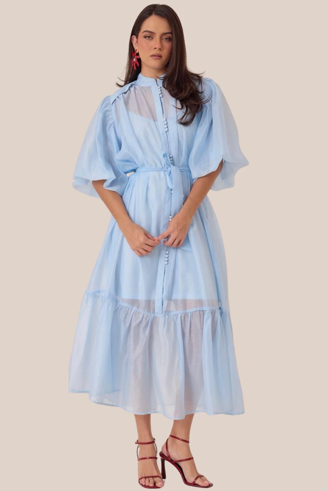 Vestido Organza Azul Celeste