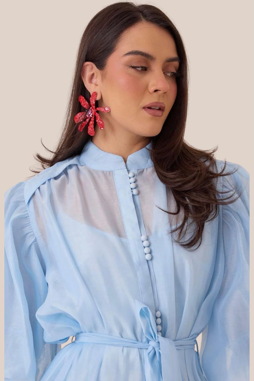 Vestido Organza Azul Celeste