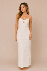 Vestido Blanco de Tirantes Escote Recto Tejido