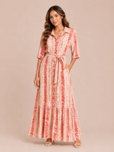 VESTIDO ESTILO TYE-DYE ROJO CON CREMA