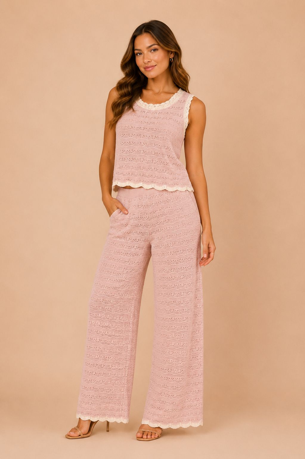 Conjunto de Blusa Sin Mangas y Pantalon Tejidos