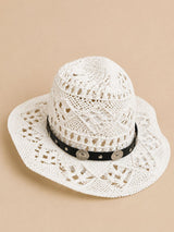 SOMBRERO BLANCO TEJIDO OVALOS PLATEADOS
