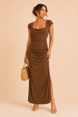VESTIDO MOCA LICRA CUELLO CUADRADO