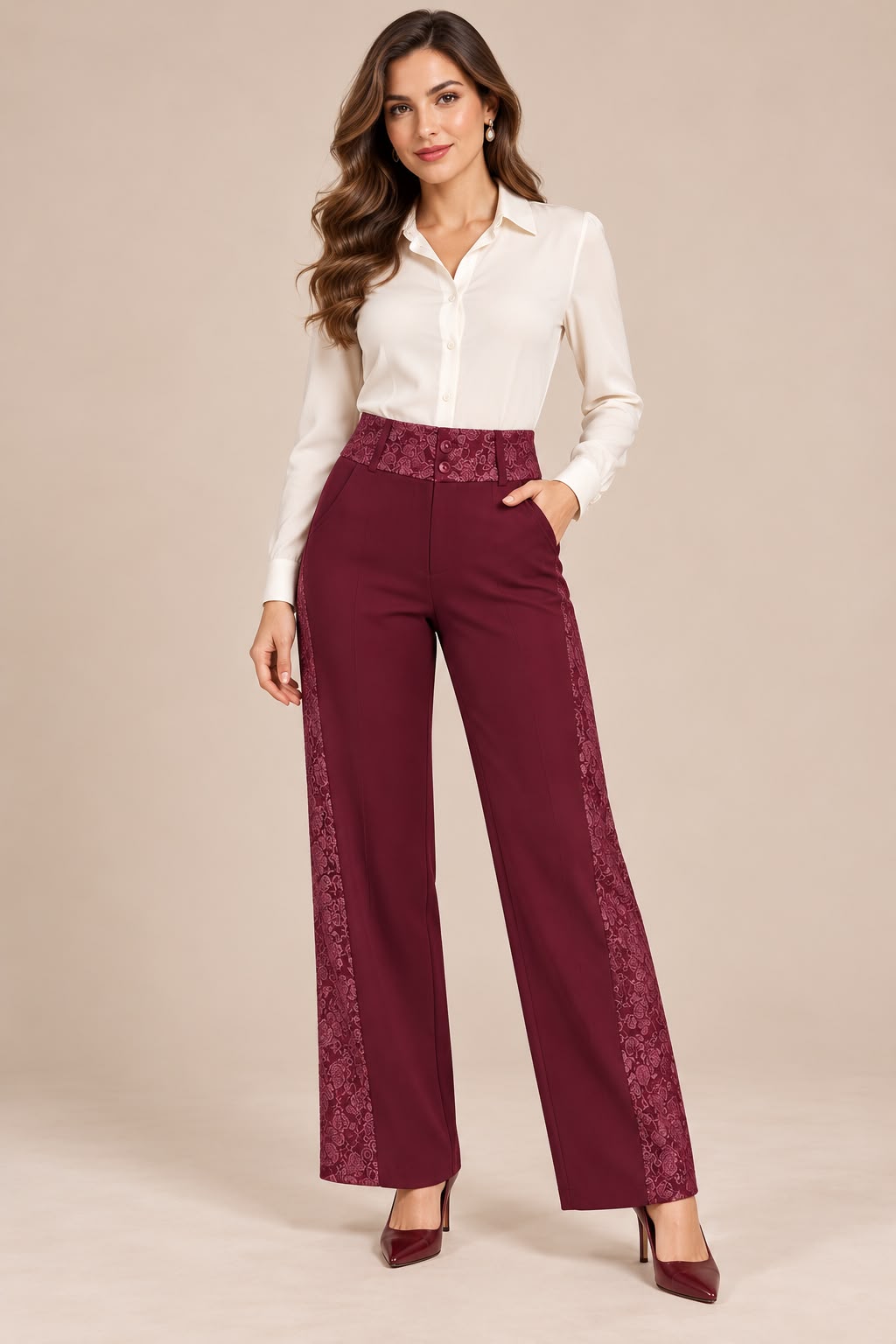 PANTALÓN BURGUNDY ROMANCE